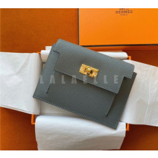 에르메스 켈리 카드지갑 그레이블루