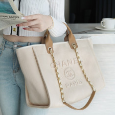 샤넬 도빌백 미듐 39cm 베이지 진주