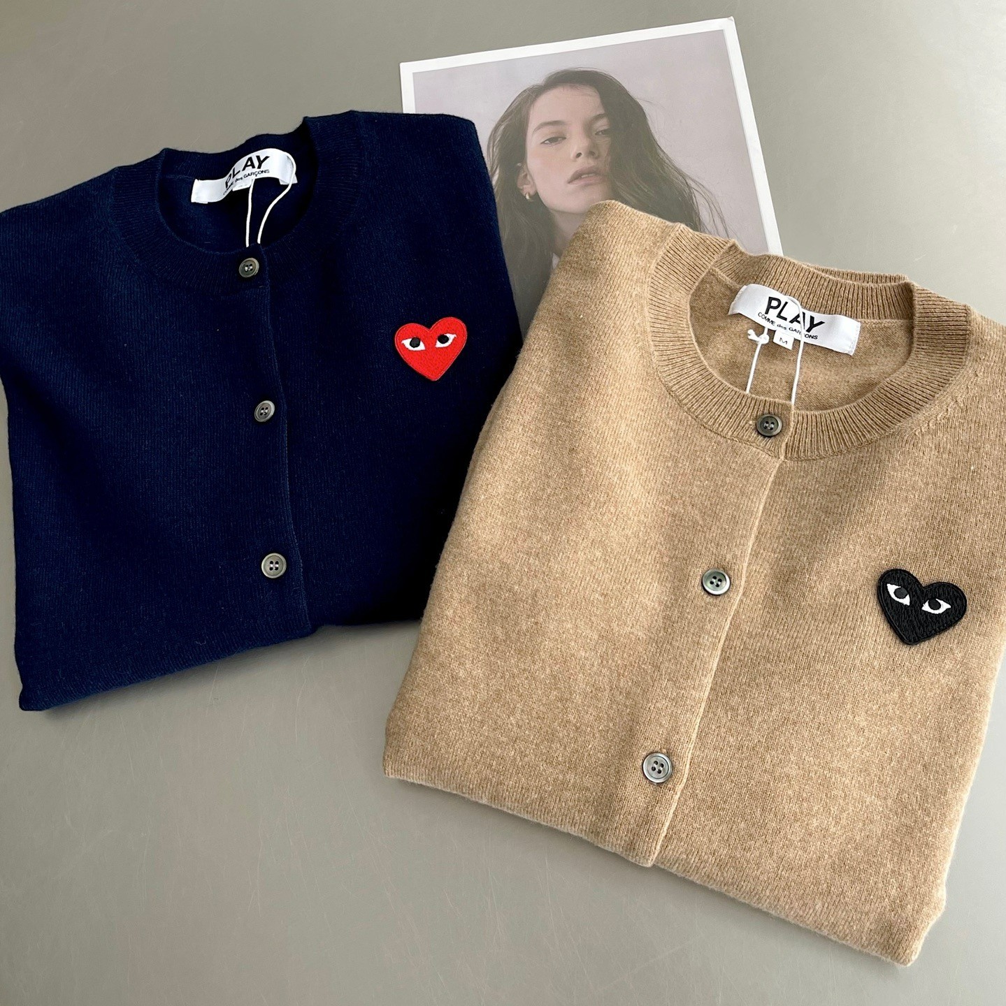 꼼데가르송 울 가디건 네이비, 베이지