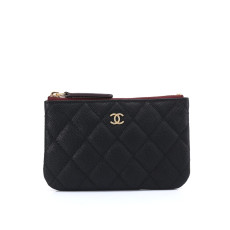 샤넬 캐비어 미니파우치 블랙 금장 