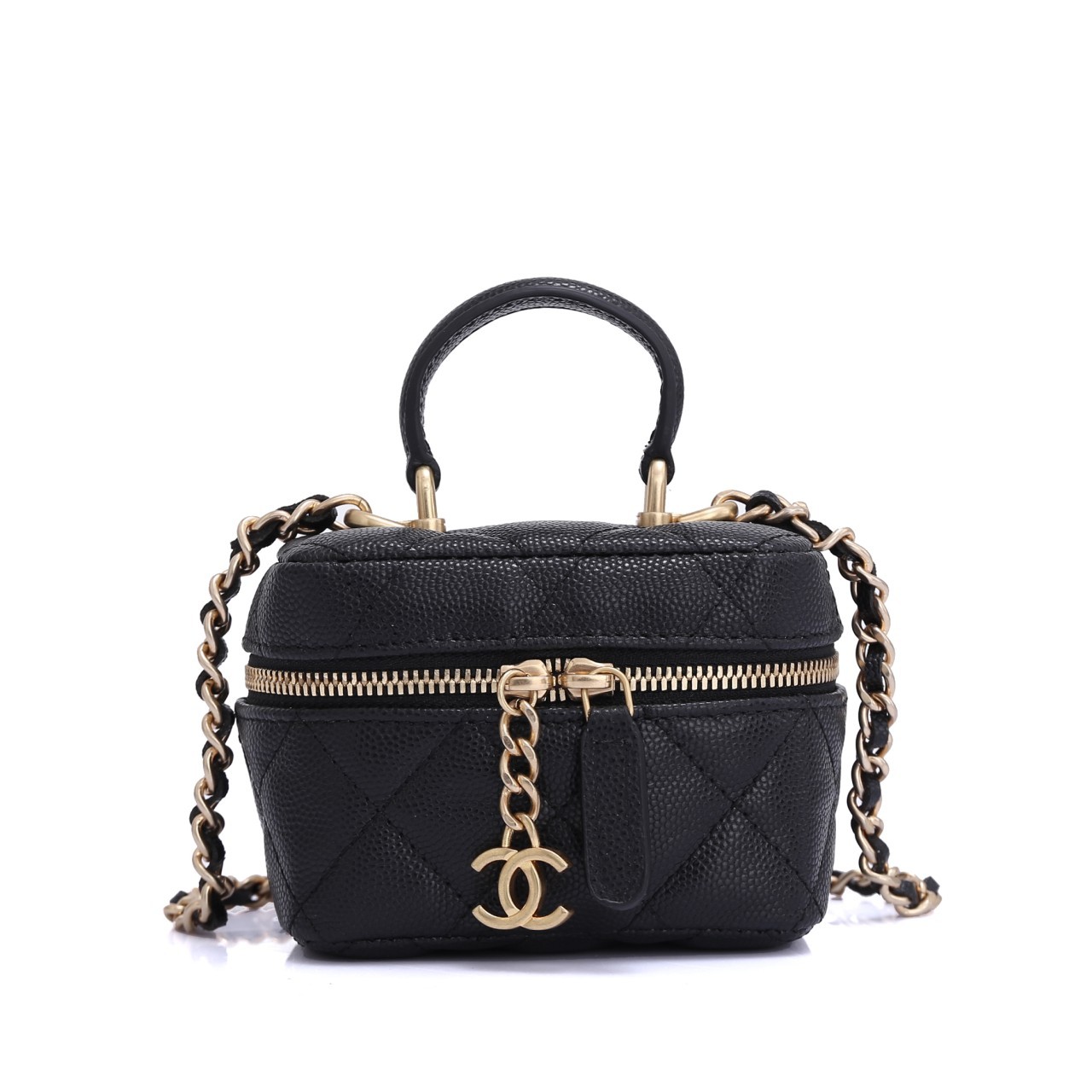 샤넬 베니티 미니 캐비어 블랙 풀박스 