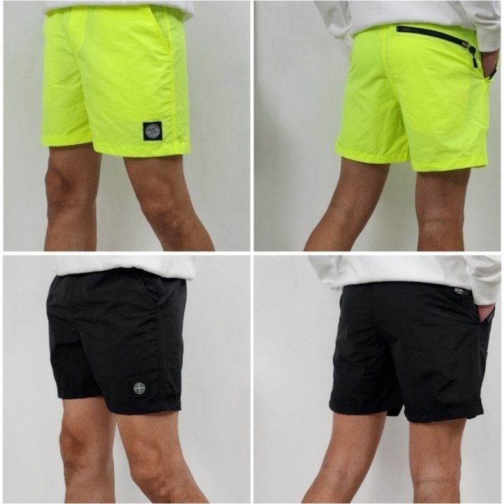 스톤아일랜드 가먼트 지퍼 숏팬츠 라임/블랙 (국내배송)