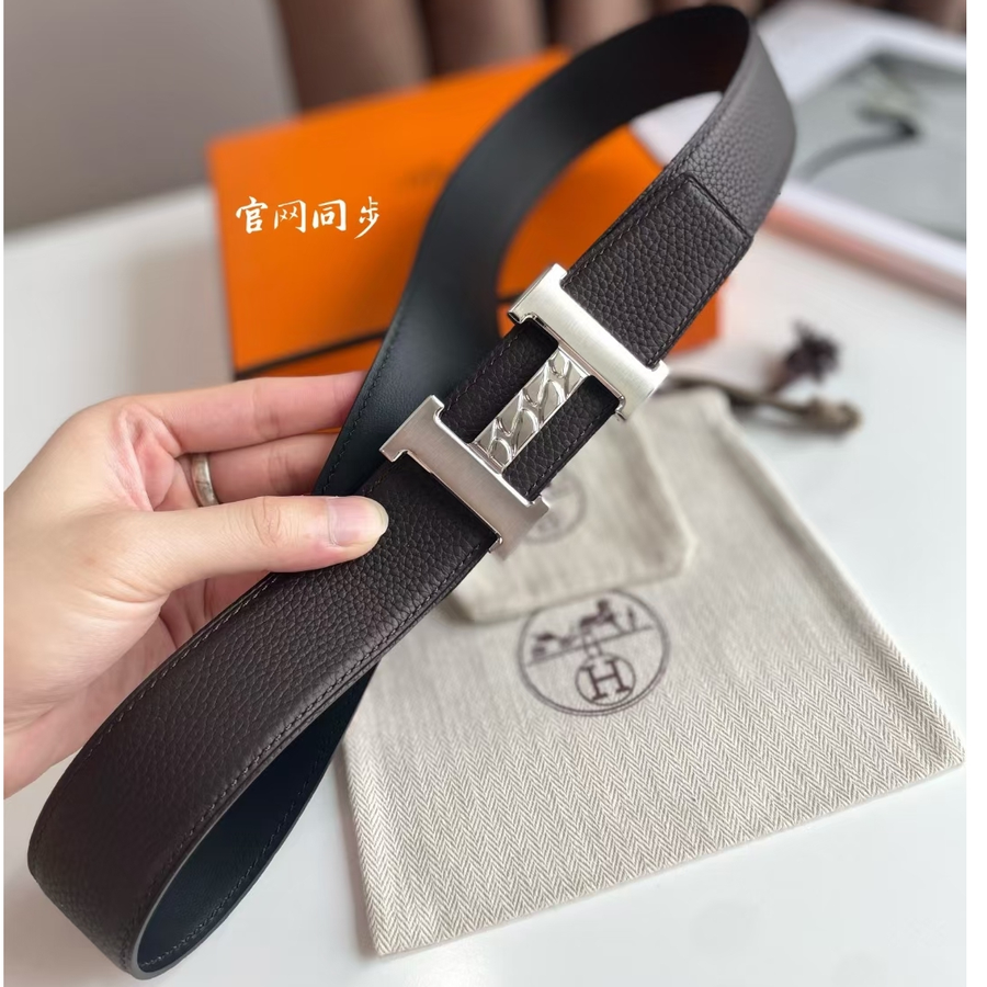 에르메스 2022 H GOURMETTE 체인 H 버클 리버시블 벨트 다크브라운 컬러