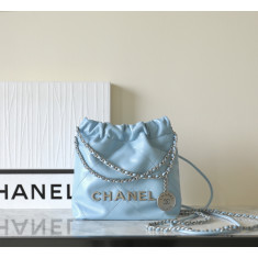 [23s] 샤넬 22백 미니 밀크블루 / 은장 (팬더 공장)
