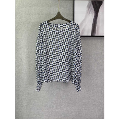 샤넬 라운드 실크 긴팔티