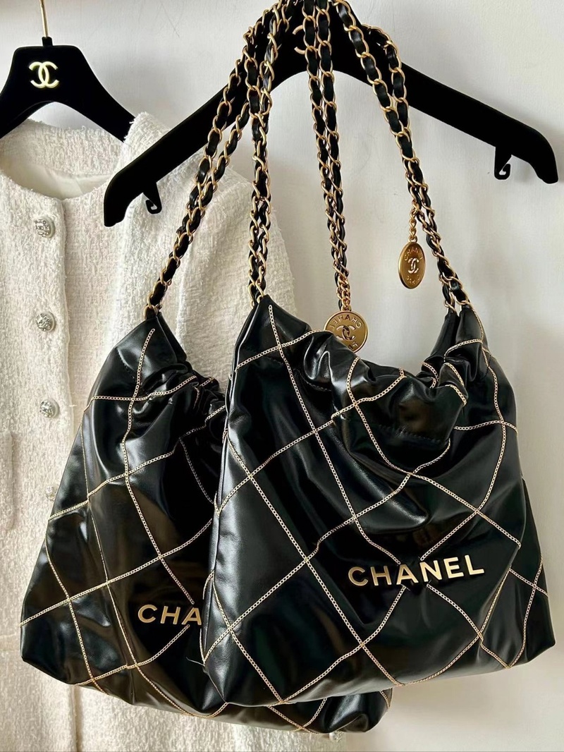 [지존샵] 샤넬 22백 미듐 골드 체인 스티치 