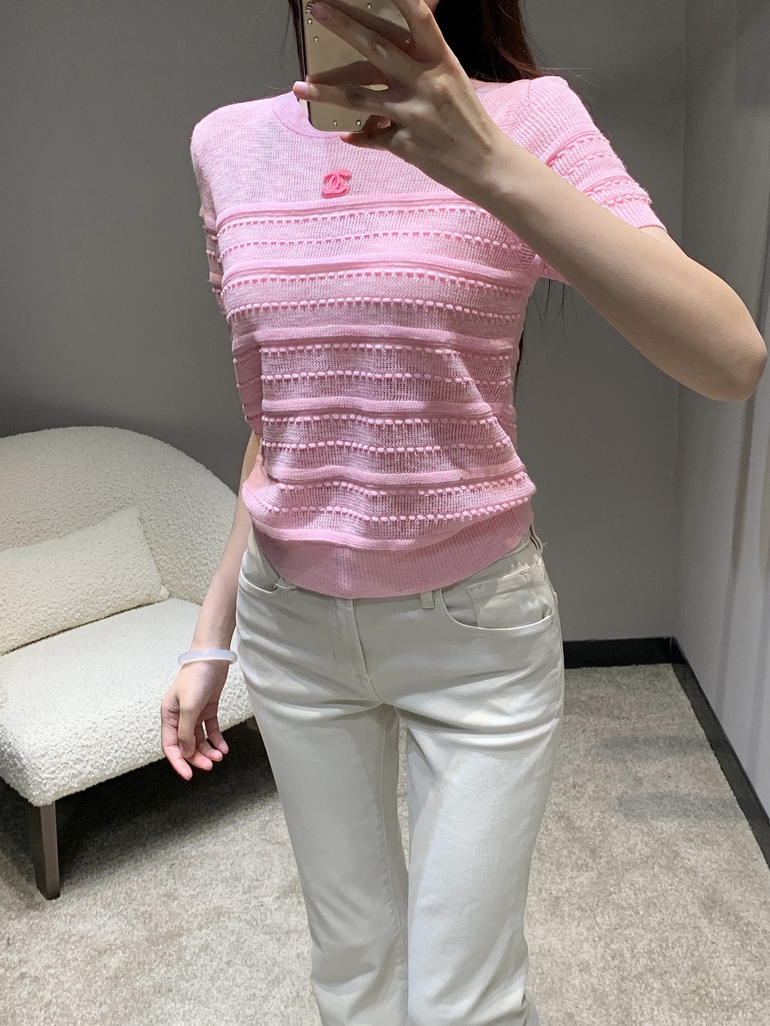 샤넬 여성 니트 반팔