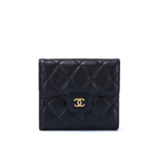 샤넬 클래식 캐비어 반지갑 블랙 금장 