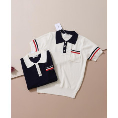 톰브라운 여성 삼선 핵터 아이콘 반팔 니트  (국내배송)