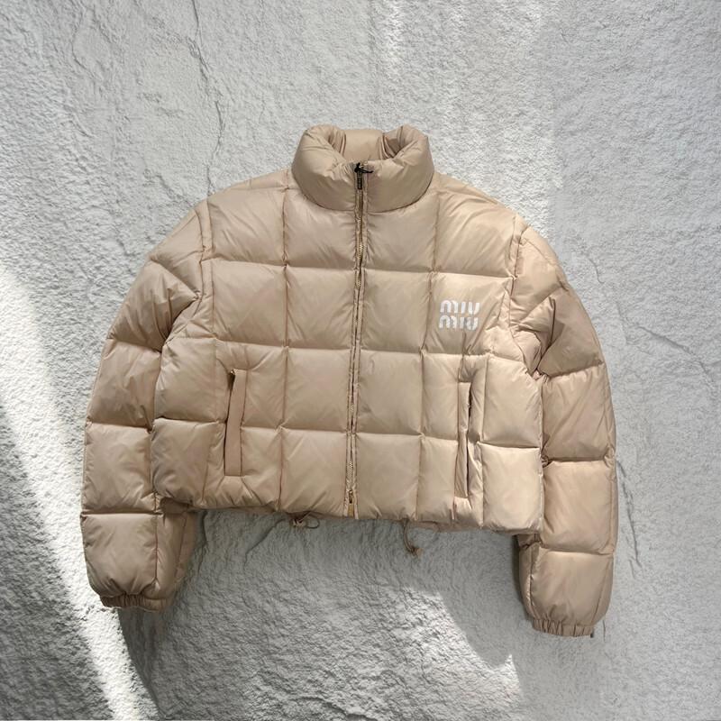 미우미우 여성 로고 크롭 패딩