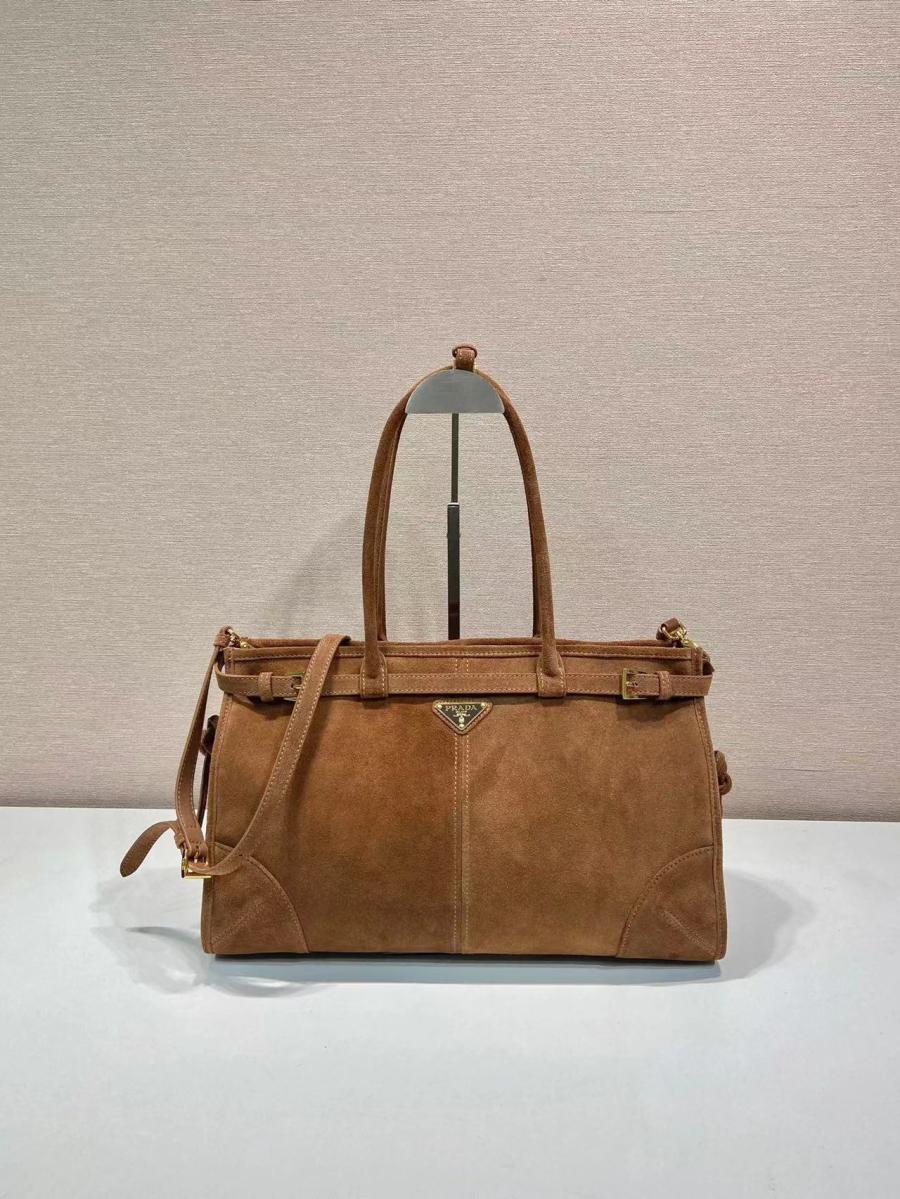 프라다 스웨이드 보니배 탑핸들 미듐, 라지