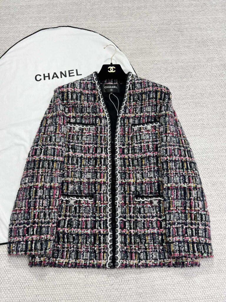 샤넬 24SS 공방컬렉션 믹스드 체크 코튼 울 트위드 자켓 P77691