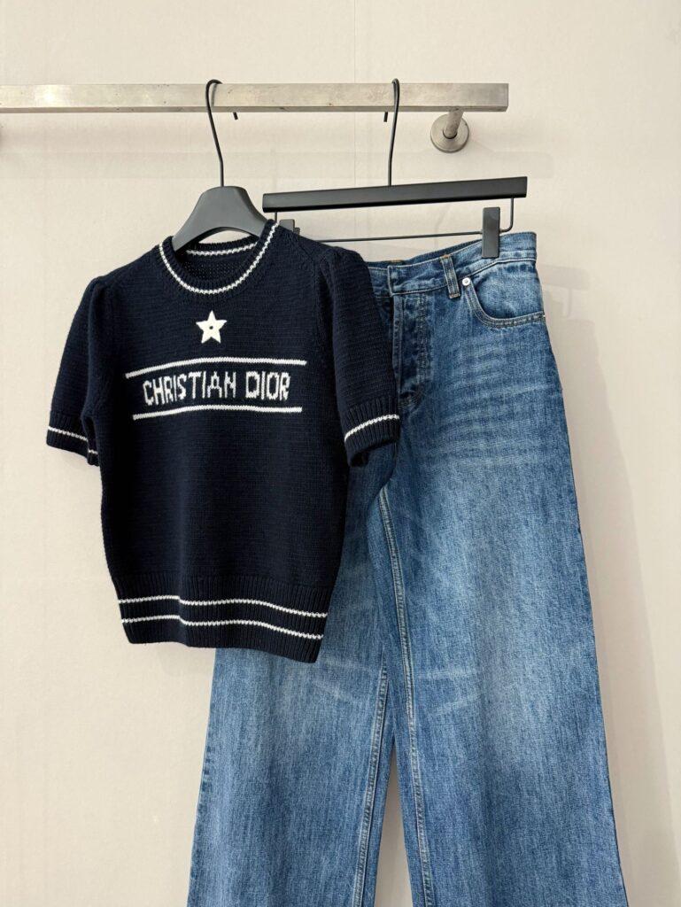 디올 캐시미어 울 반팔 니트