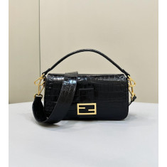 펜디 크로커다일 레더 바게트 백