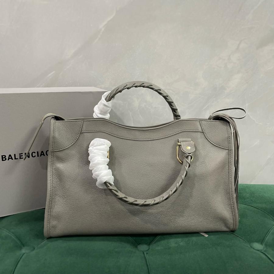 발렌시아가 르시티 라지 그레이 샤이니 골드