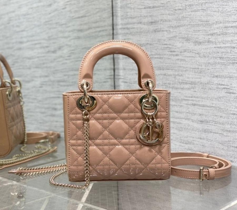 디올 레이디백 미니 페이던트 핑크 금장 (국내배송)