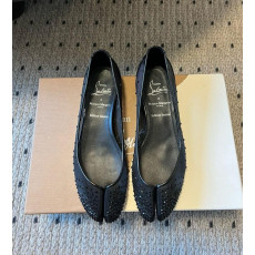 크리스찬 루부탱 x 메종마르지엘라 타비 크리스탈 발레리나 플랫 슈즈