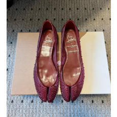 크리스찬 루부탱 x 메종마르지엘라 타비 크리스탈 발레리나 플랫 슈즈