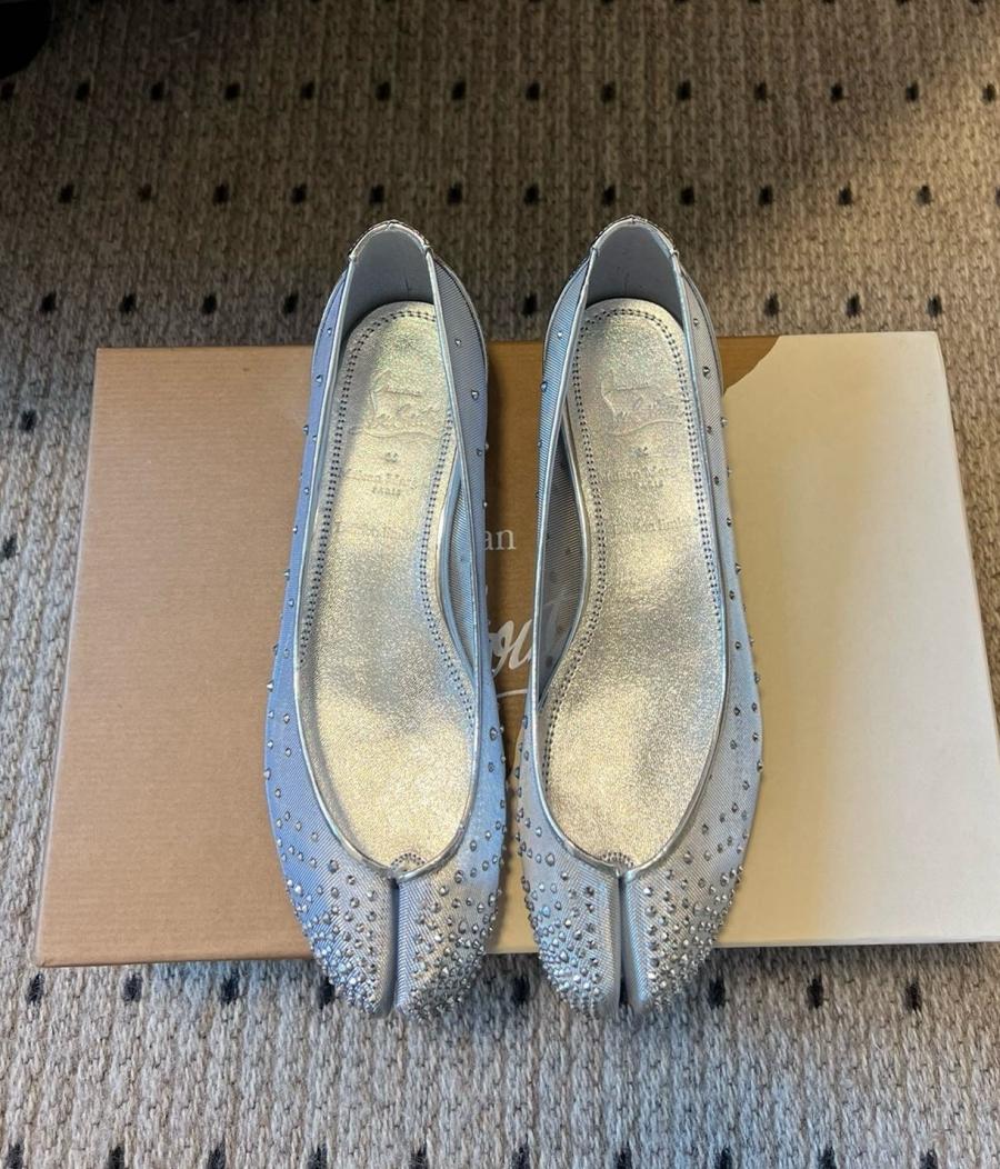 크리스찬 루부탱 x 메종마르지엘라 타비 크리스탈 발레리나 플랫 슈즈