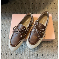 미우미우 블리치드 캔버스 가죽 로퍼