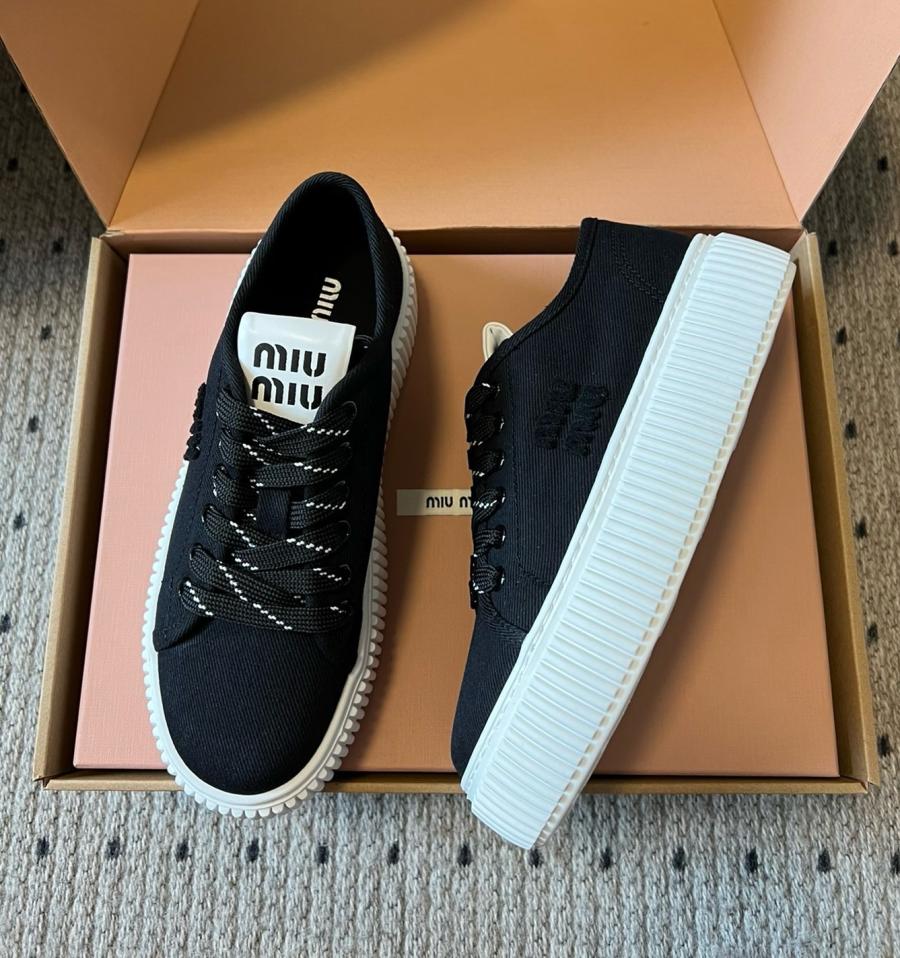 미우미우 데님 스니커즈 4.5cm 굽높이