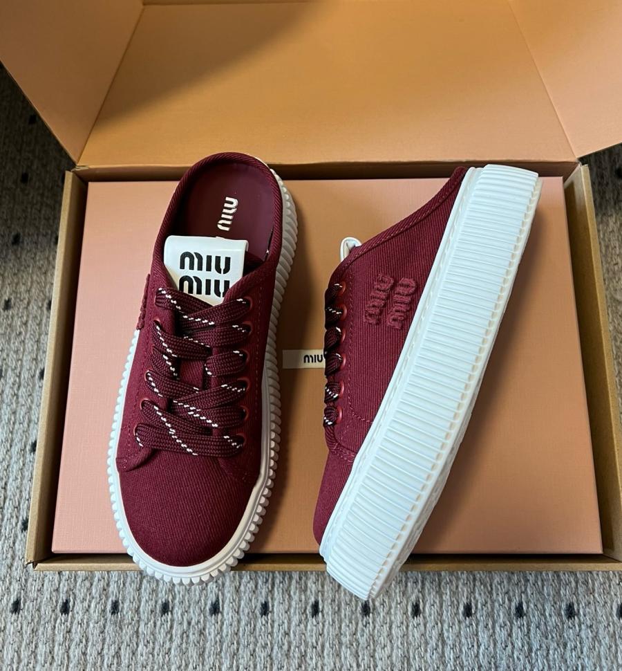 미우미우 데님 스니커즈 뮬 4.5cm 굽높이