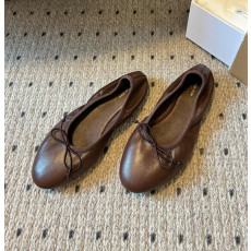 더로우 가죽 발레리나 플랫슈즈