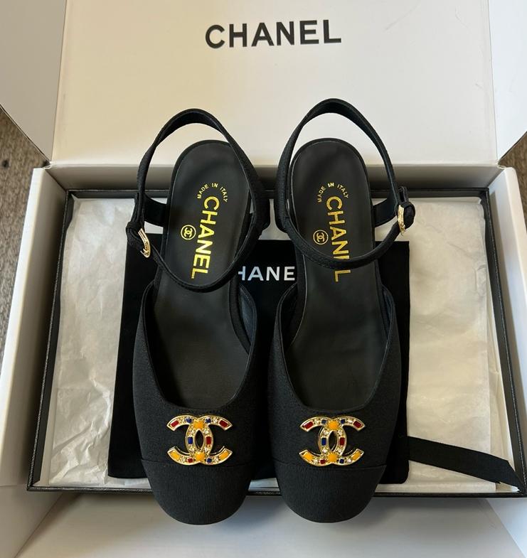 샤넬 CC로고 메리제인 투톤 스트랩 플랫슈즈