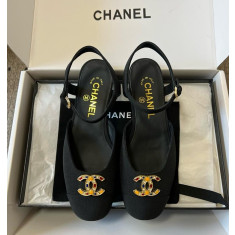 샤넬 CC로고 메리제인 투톤 스트랩 플랫슈즈