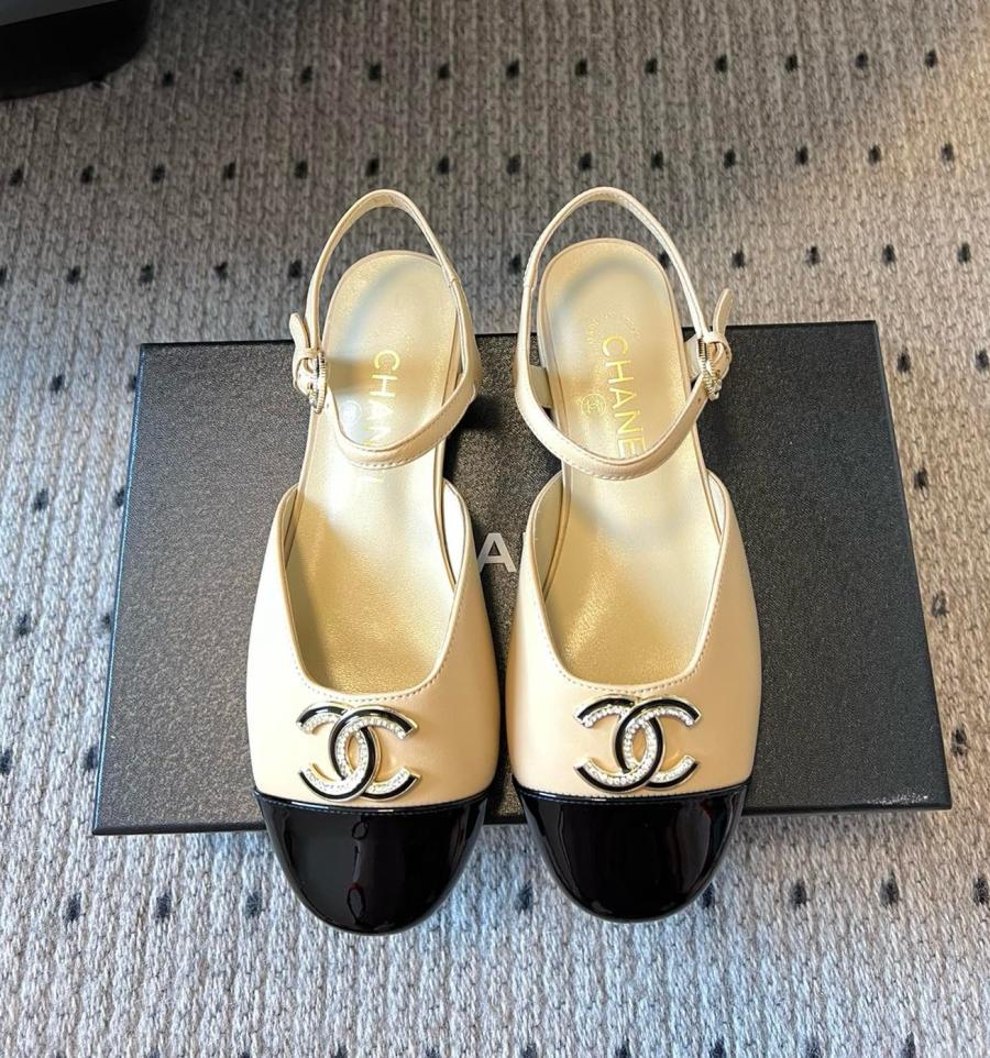 샤넬 CC로고 메리제인 투톤 스트랩 플랫슈즈