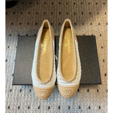 샤넬 라피아 발레리나 플랫슈즈