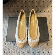 샤넬 라피아 발레리나 플랫슈즈