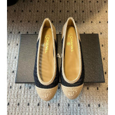 샤넬 라피아 발레리나 플랫슈즈