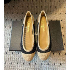 샤넬 라피아 발레리나 플랫슈즈