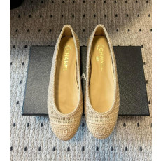 샤넬 라피아 발레리나 플랫슈즈