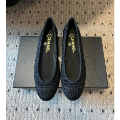 샤넬 라피아 발레리나 플랫슈즈