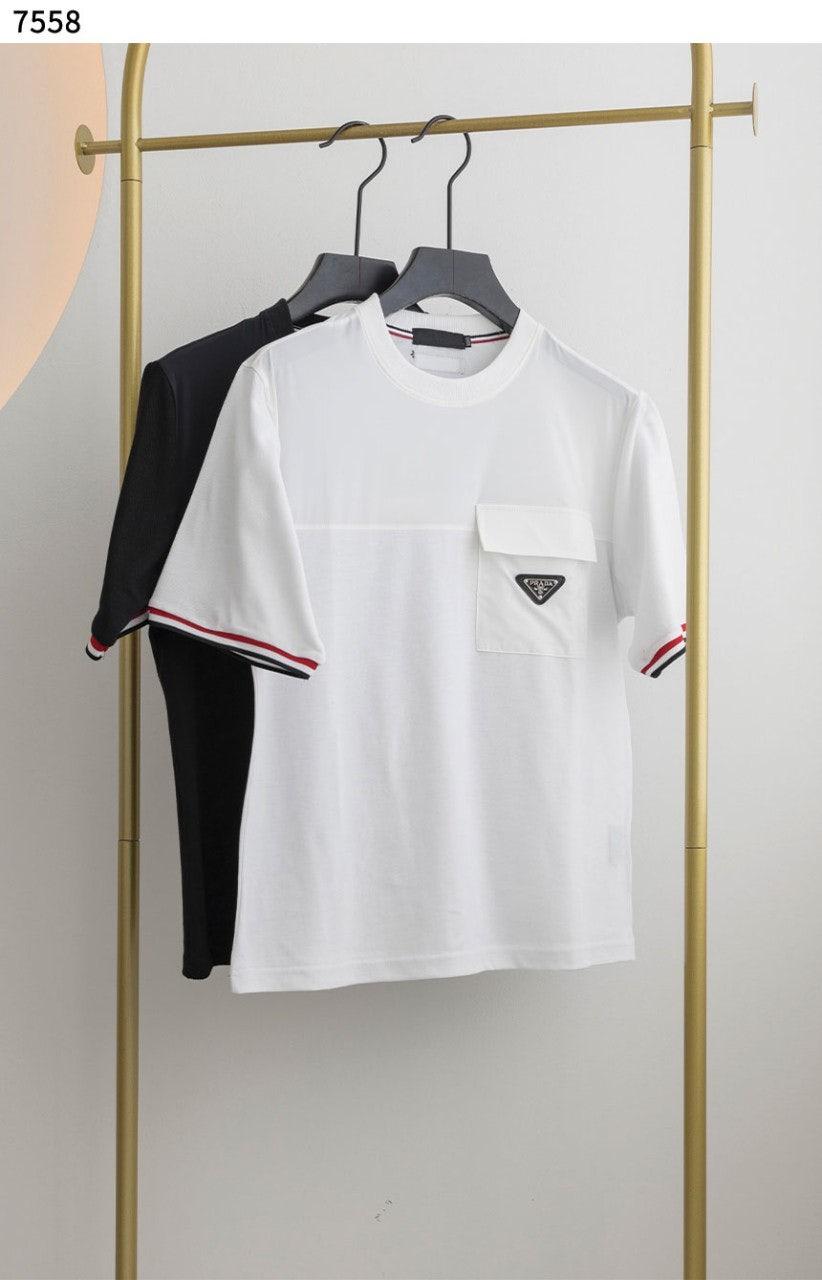 프라다 배색 포켓 라운드 티셔츠 (국내배송)