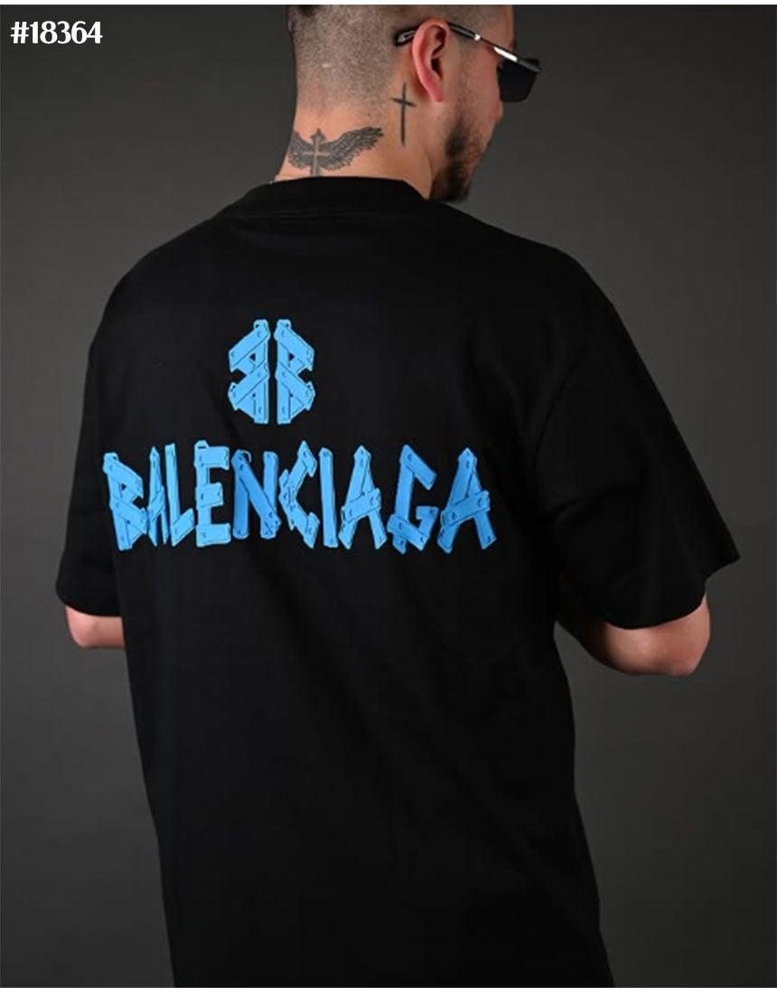 발렌시아가 테이프 타입 미디엄 핏 슬리브 코튼 티셔츠 (국내배송)