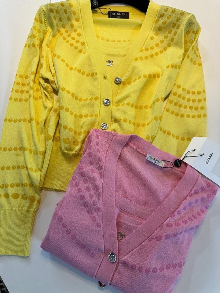 샤넬 도트 가디건 나시 세트 (국내배송)