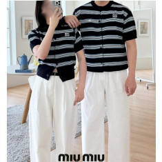 미우미우 단가라 반팔 가디건 남녀공용 (국내배송)