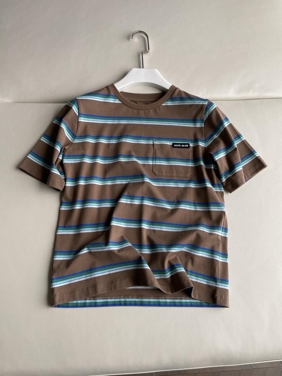 미우미우 25ss 신상 스트라이프 티셔츠