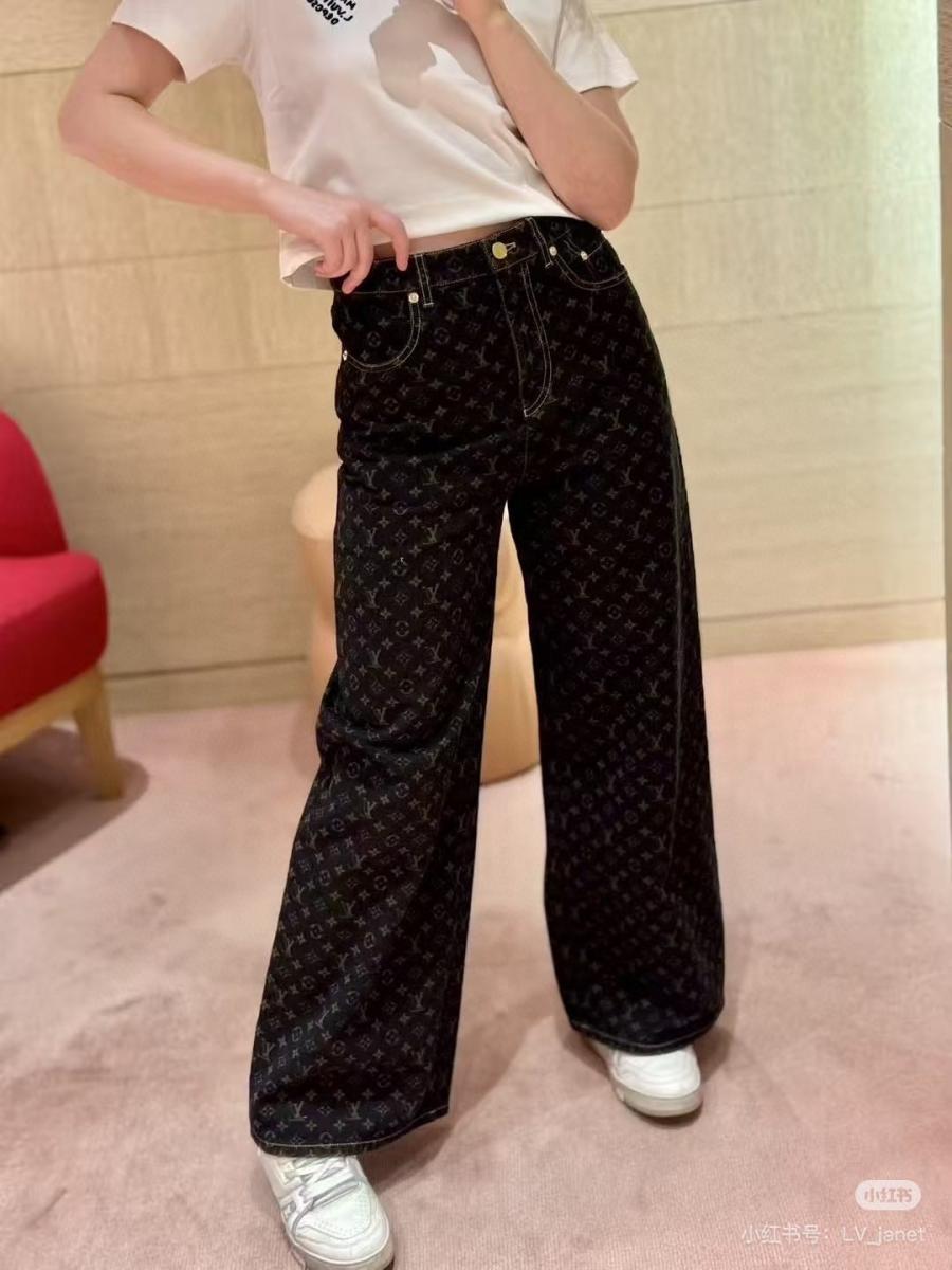 루이비통 여성 와이드 데님팬츠