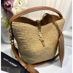 생로랑 르37 우븐 라피아 버킷백 (국내배송)