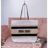 미우미우 5BG228 라피아 코튼 토트백