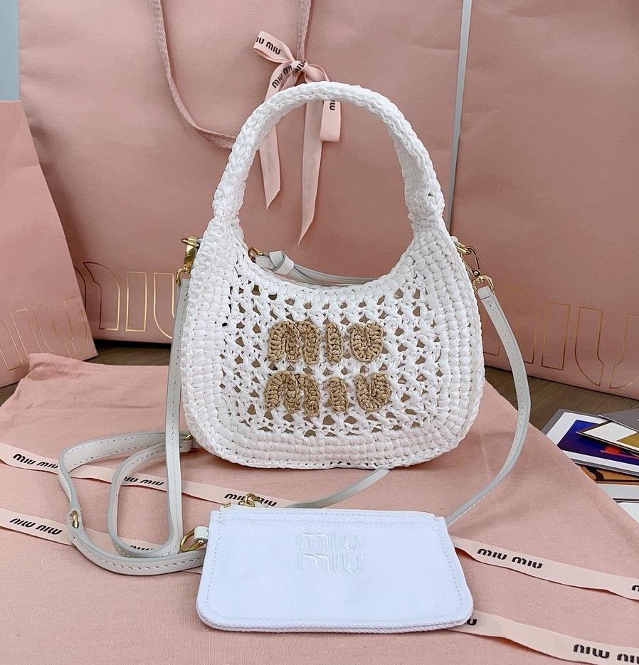 미우미우 5BC125 완더 우븐 패브릭 호보백