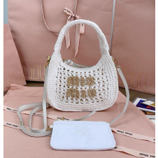 미우미우 5BC125 완더 우븐 패브릭 호보백