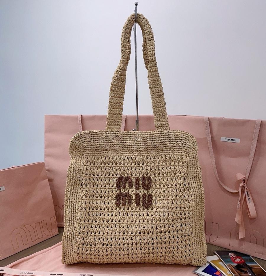 미우미우 5BG230 우븐 패브릭 크로셰 숄더백