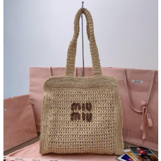 미우미우 5BG230 우븐 패브릭 크로셰 숄더백