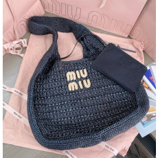 미우미우 5BC116 우븐 패브릭 호보백