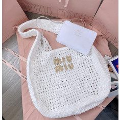 미우미우 5BC116 우븐 패브릭 호보백